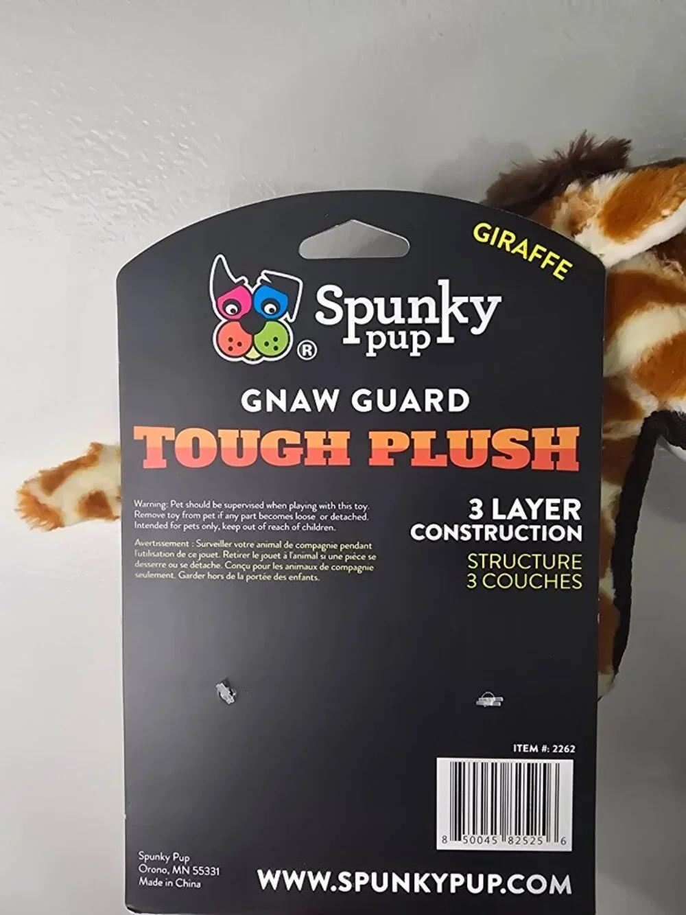Spunky Pup Tough Plush Giraffe- Medium Toy